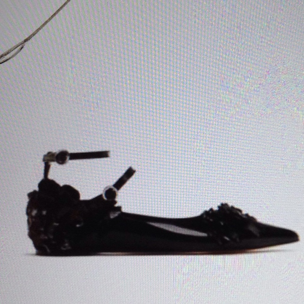 ZARA LEATHER FLATS WITH FLOWERS /ANKLE STRAPS NEW - Picture 2 of 5